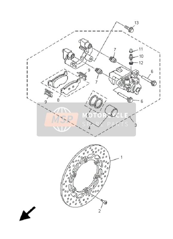 Yamaha XP500 T-MAX 2011 Rear Brake Caliper for a 2011 Yamaha XP500 T-MAX